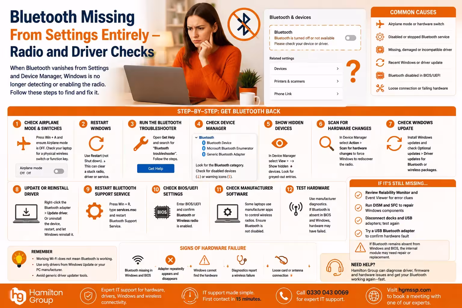 Bluetooth Missing From Settings Entirely — Radio and Driver Checks