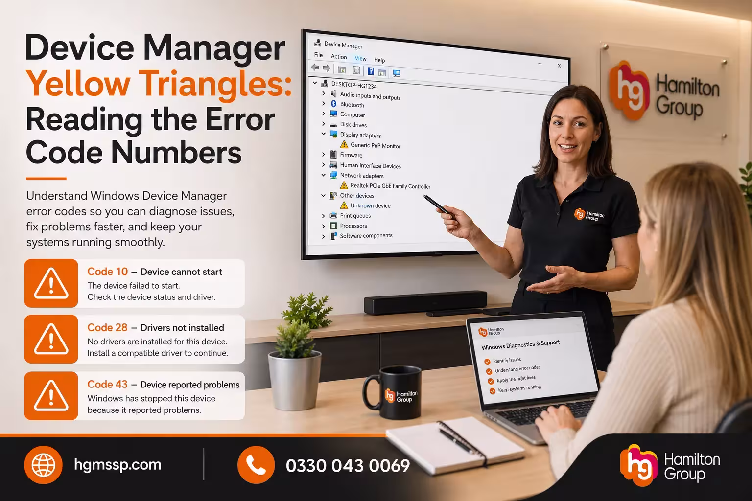 Device Manager Yellow Triangles Reading the Error Code Numbers