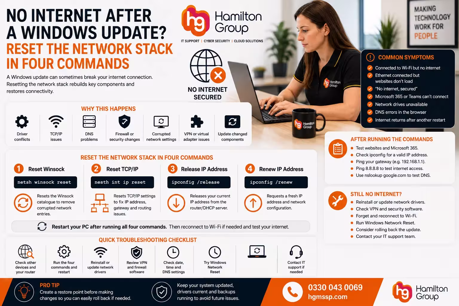 No Internet After a Windows Update? Reset the Network Stack in Four Commands