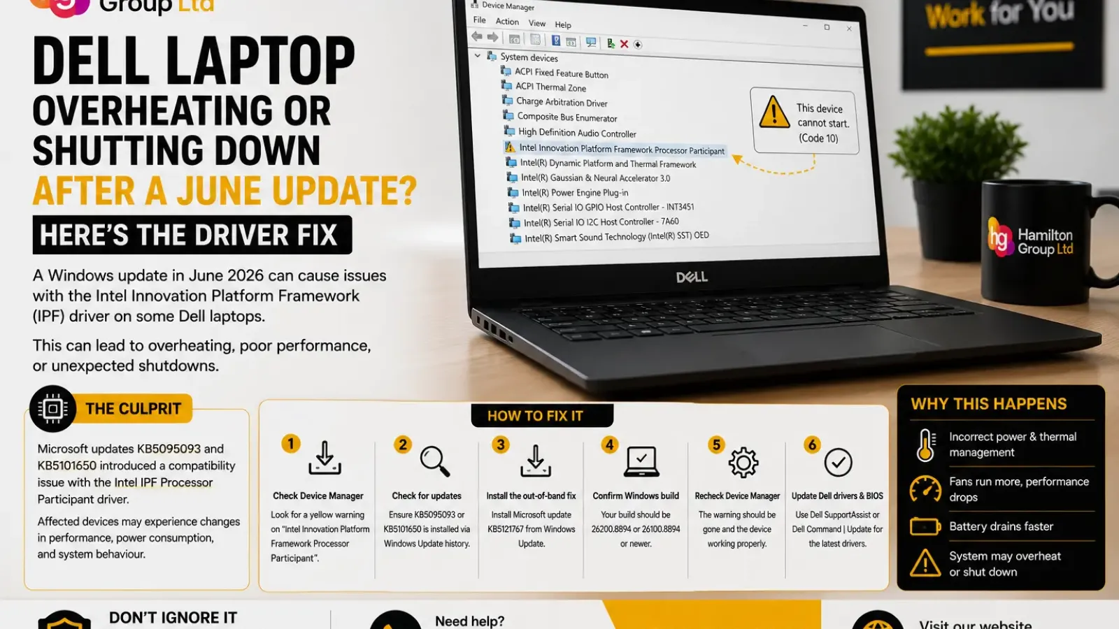 Dell Laptop Overheating or Shutting Down After a June Update? Here’s the Intel IPF Fix