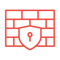 Brick wall with shield lock symbol