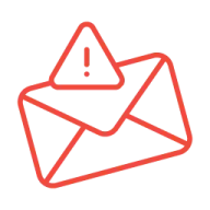 Email with warning triangle