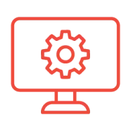 Screen with cog symbol
