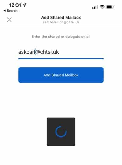 Wait While Outlook Adds Mailbox Type Name Of Shared Mailbox