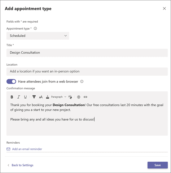 How to Use Virtual Appointments in Microsoft Teams 3 Appointment Type